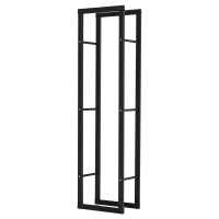 HOMCOM Porta Legna Verticale in Metallo Nero da Interni ed Esterni con Portata 100 kg max, 40x25x150 cm(m-1)