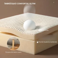 HOMCOM Canapea cu două locuri, umplutură moale, husă ușor de întreținut, până la 150 kg, 117 x 56,5 x 77 cm, Alb crem(m-5)