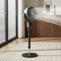 HOMCOM Ventilatore a Piantana a 8 Velocità con Telecomando, Display LED, Timer 12H, Altezza Regolabile, Grigio(m-8)