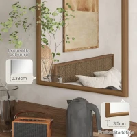 HOMCOM Specchio da Parete ad Arco 110x65cm con Cornice in Legno per Camera e Ingresso, Marrone Scuro(m-7)