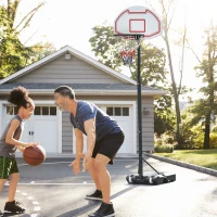 HOMCOM® kinderbasketbalring met standaard in hoogte verstelbaar 205-250 cm basketbalstandaard rolbaar korfhoogte tot 210 cm wielen(m-2)