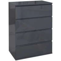 HOMCOM High Gloss Chest of Drawers, 4-Drawer Storage Cabinets, Modern Dresser for Bedroom, Grey(m-1)