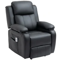HOMCOM Riser and Recliner Chair with Vibration Massage, PU Leather Power Lift Chair for Elderly, Black(m-15)