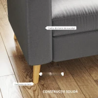 HOMCOM Canapea cu 3 Locuri in forma de L capitonata 1 sezlong, perna detasabila, lavabilă(m-5)