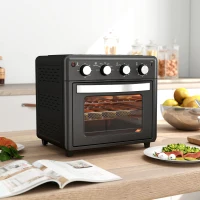 HOMCOM Mini Forno Elétrico 30L 1600W Mini Forno de Convecção com 7 Modos Temporizador e Temperatura Ajustável 43x39x39 cm Preto(m-10)