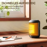 HOMCOM Încălzitor electric reglabil cu 3 moduri și timer 24h, din PP și PA ignifug, 14x14x21,5 cm, negru(m-4)