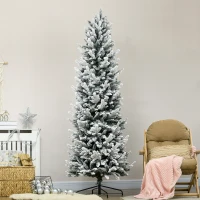 HOMCOM Albero di Natale Innevato 225cm con 988 Rami e Base in Acciaio per Interni con Apertura Automatica(m-10)