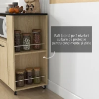 HOMCOM Cărucior de Bucătărie din PAL cu Raft Deschis, Dulap cu 2 Uși și Raft Lateral, 75x40x80,5 cm(m-5)