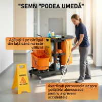 HOMCOM Cărucior multifuncțional cu sac pentru curățenie(m-9)