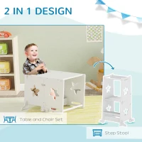 AIYAPLAY 2-in-1 Toddler Step Stool with Safety Rail for Kitchen, Bathroom, White(m-5)