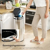 HOMCOM 50 L Sensor Mülleimer, Automatischer Abfalleimer, Rostfreier Kücheneimer mit Infrarotsensor, für Küche, Esszimmer(m-4)