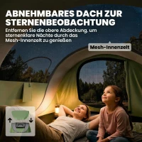 Outsunny Pop Up Zelt 4 Personen Tunnelzelt mit Schlafzimmer 2 Türen 2 Mesh-Fenstern Abnehmbarer Überzug Bodenplane, wasserdicht(m-6)