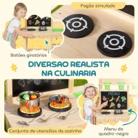 AIYAPLAY Cozinha de Brincar Exterior com Vasos Lavatório Torneira Utensílios de Aço Inoxidável e Quadro-Negro Madeira(m-6)