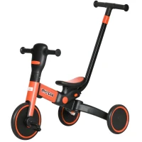 HOMCOM Triciclo per Bambini 18-60 Mesi con Manubrio Regolabile e Ruote Chiuse, 101x45x86.5 cm, Rosso(m-11)