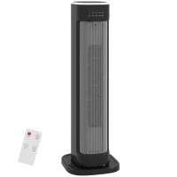HOMCOM 2000W Ceramic Electric Heater with 3 Heat Settings, Timer - Black(m-1)