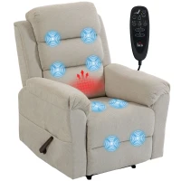 HOMCOM Fauteuil Inclinable de Massage et Chauffage, Fauteuil de Relaxation, Appuie-tête Réglable Poches Latérales, Crème(m-18)