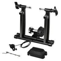 HOMCOM Home Trainer pour vélo Support entraînement vélo VTT Trainer magnétique Pliable 5 Niveaux de résistance réglable Noir(m-10)