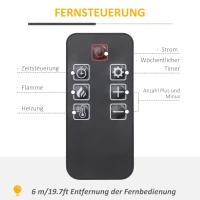 HOMCOM Elektrische Haard met 3D LED-Vlammeffect, Verwarmingscapaciteit 30 m², Afstandsbediening, Wit/Zwart(m-6)