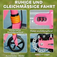 AIYAPLAY kinderstep met verstelbare handvatten, inklapbare kinderstep voor kinderen 6-12 jaar 94 x 36 x 88-103 cm Roze(m-6)