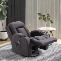 HOMCOM Poltrona Relax Massaggiante e Riscaldata con Telecomando, 85x94x104cm, Finta Pelle Marrone(m-10)