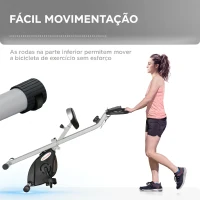 SPORTNOW Bicicleta Estática Dobrável Silenciosa com 8 Níveis de Resistência, Monitor LCD, Assento Ajustável e Rodas, Cinzento(m-7)