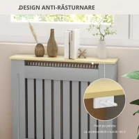 HOMCOM Cubier pentru Radiator din MDF pentru Living Dormitor Hol 78x19x83 cm Gri și Stejar(m-5)