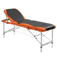 HOMCOM Foldable Massage Table Professional Salon SPA Facial Couch Bed Black and Orange(m-10)