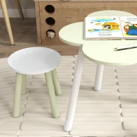 ZONEKIZ Conjunto de Mesa e 2 Cadeira para Crianças de 2-5 Anos Mesa Ø59x50 cm e Cadeiras Ø28x26 cm Verde Pastel e Branco(m-9)