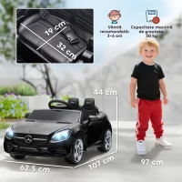 AIYAPLAY Mașină Electrică pentru Copii cu Licență Mercedes SLC 300, Telecomandă, din PP și Metal, 107x62.5x44 cm, Neagră(m-3)