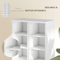 HOMCOM Set de 2 etajere coloane dulap pentru depozitare CD-DVD 12 compartimente 21 x 22,5 x 88,5 cm capacitate 204 CD-uri alb(m-4)