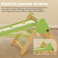 AIYAPLAY 8-in-1 Montessori Klettergerüst Indoor Holz Kletterdreieck mit Kletterbogen, doppelseitiger Rutsche, Grün(m-6)