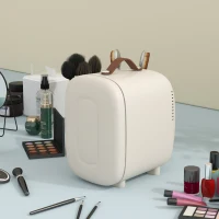 HOMCOM Frigorífico Pequeno de Cosméticos 4L 9V/240V para Arrefecer e Aquecer Mini Frigorífico para Beleza 20,3x26,3x28 cm Creme(m-10)