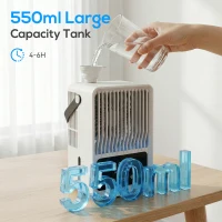 HOMCOM Portable Air Conditioner, 4-in-1 Mini Air Cooler with 3 Wind Speed, 2 Mist Mode, 7 Colour RGB Light, Black and White(m-5)