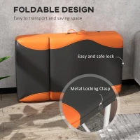HOMCOM Foldable Massage Bed Portable Table, 3-Section Aluminium Foldable Beauty Couch, Professional Salon Spa Table with Headrest Support, 60 cm Width, Black and Orange(m-7)