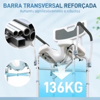 HOMCOM Cadeira de Duche com Abertura em U, Altura Regulável, Antiderrapante, com Encosto e Apoios de Braços, até 136 kg, Cinzento(m-6)