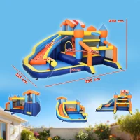 AIYAPLAY 8-in-1 Hüpfburg mit Gebläse Rutsche Planschbecken Trampolin Kletterwand für Indoor Outdoor 350x325x210cm Mehrfarbig(m-3)