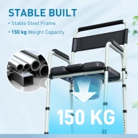 HOMCOM Commode Chair for Elderly with Arms and Back, Lightweight Non-Slip Commode w/ Removable Bucket, Height Adjustable, Black(m-5)