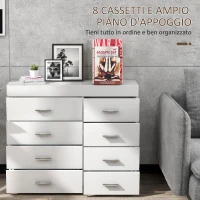 HOMCOM Mobile con Cassetti Cassettiera in Legno per Camera, Cucina, Bagno 90×35×73cm Bianca(m-4)