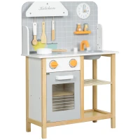 AIYAPLAY Cuisine enfant dinette enfant de 3-6 ans avec cuisinière, robinet d'évier, four, accessoires de cuisine, gris(m-1)