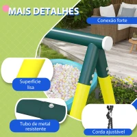 Outsunny Baloiço Infantil 4 em 1 com Baloiço Ninho e Individual Rede de Escalada Cesto de Basquetebol Escada Amarelo(m-7)