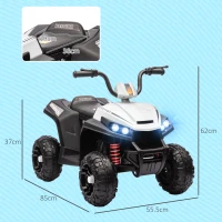 AIYAPLAY Quad électrique enfant 12 V voiture électrique 2 moteurs marche avant et arrière 37-60 mois 85 x 55,5 x 62 cm blanc(m-3)