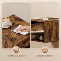 HOMCOM Set of Two Floating Bedside Tables - Rustic Brown(m-7)