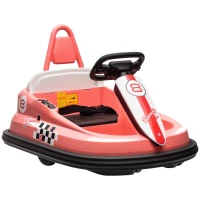HOMCOM 6V Electric Kids Bumper Car, 6V Spin Waltz Car, with Music, Horn, Lights - Pink(m-1)
