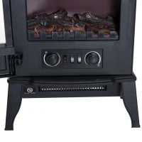 HOMCOM Elektrische haard, LED-vlammen, 1000/2000 W, regelbare temperatuur & helderheid, metaal, 39 x 23 x 56,5 cm(m-9)
