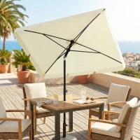 Outsunny Parasol de jardin Parasol droit rectangulaire inclinable alu métal polyester haute densité 2 x 1,3 m beige clair(m-9)