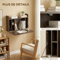 HOMCOM Bureau suspendu table murale table d'ordinateur murale et tablette rabattable avec rangements - 77 x 20 x 51 cm(m-6)