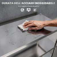 HOMCOM Scaffale da Cucina a 5 Livelli Regolabili su 13 Altezze Diverse, in Acciaio Inox, 91x40x139 cm, Argento(m-3)