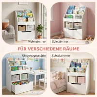 HOMCOM Kinderregal mit Schublade Standregal Bücherregal Dekoregal mit Fächer Weiß 60 x 29,9 x 90 cm(m-9)