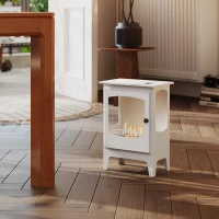 HOMCOM Freestanding Ethanol Fireplace, Steel Bioethanol Fireplace with Stainless Steel Flame Snuffer, 0.9L Tank, 3 Hours Burning Time for Indoor, White(m-7)