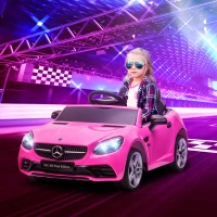 HOMCOM Benz SLC 300  Licensed 12V Kids Electric Ride On, with Music, Remote Control, LED Headlights, Horn, Pink(m-2)